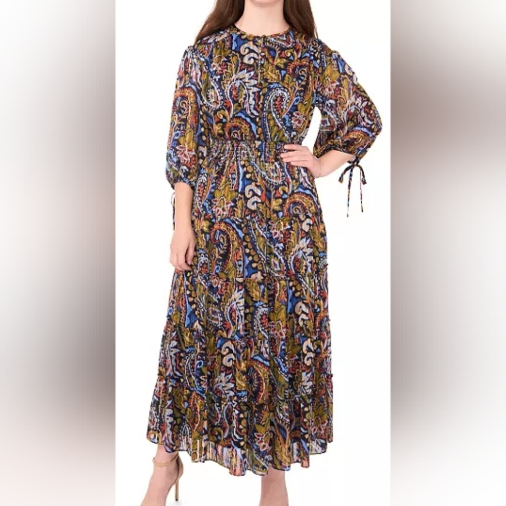 NWT MSK Lined maxi dress Size PL Multi Colored